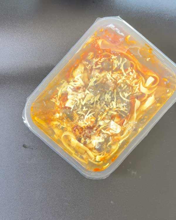 Uninspiring ready meal representing burnout meal era