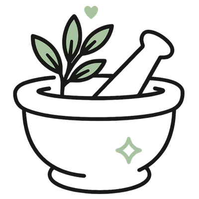 Icon of mortar and pestle symbolising clean ingredients