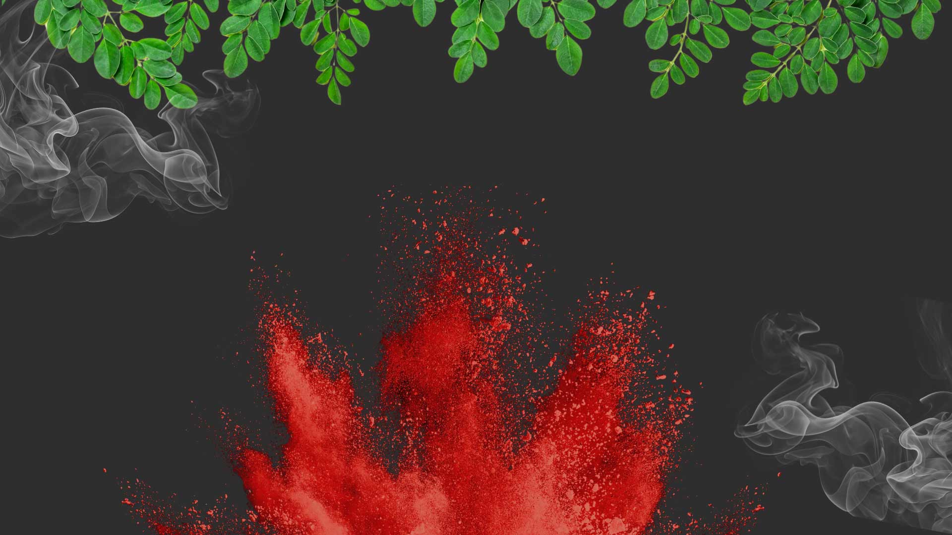 Red spice explosion with green herbs for Moxie About Page hero